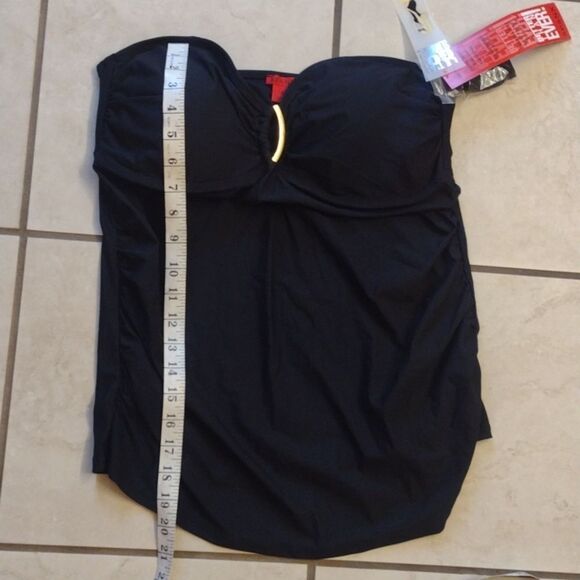 SOLD NWT Spanx 2372 Slimming Black Tankini Gold Loop cutout bandeau neck 16 - Picture 9 of 10